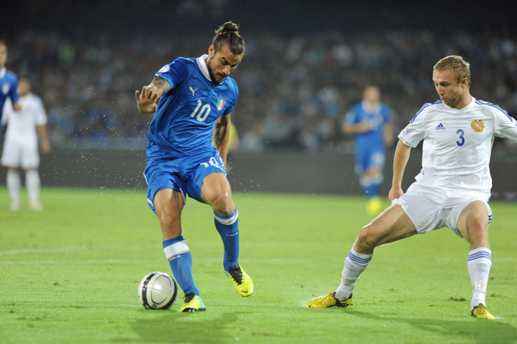 Daniel Osvaldo in campo con la maglia dell'Italia - Foto Lapresse - Interdipendenza.net