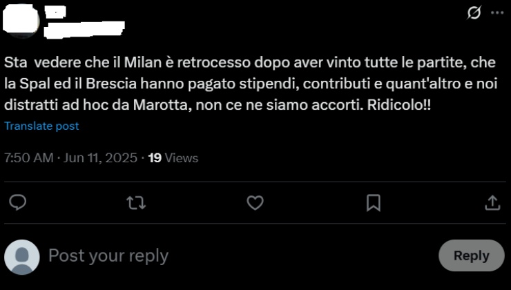 L'accusa dell'utente