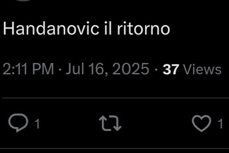 Il tweet che riguarda Handanovic - Screen X - Interdipendenza.net