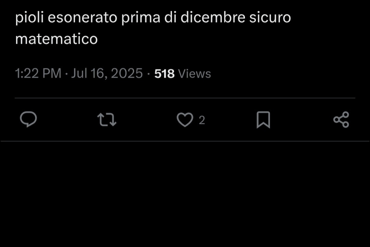 Il tweet che riguarda Pioli - Screen X - Interdipendenza.net